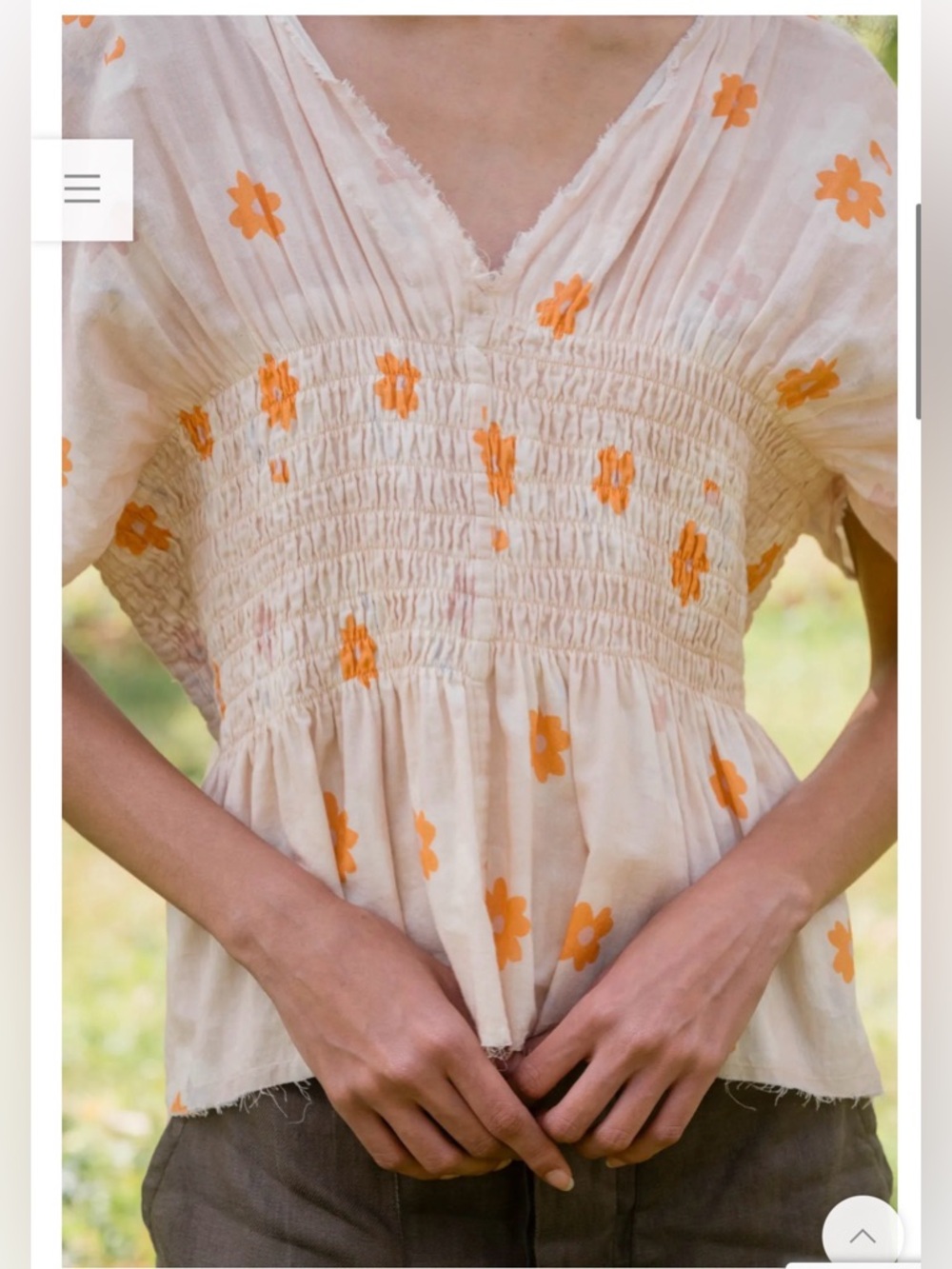 NWT SULA Brilliant Blouse in Orange Big Flower Handmade Luxury,XS (300$) retail